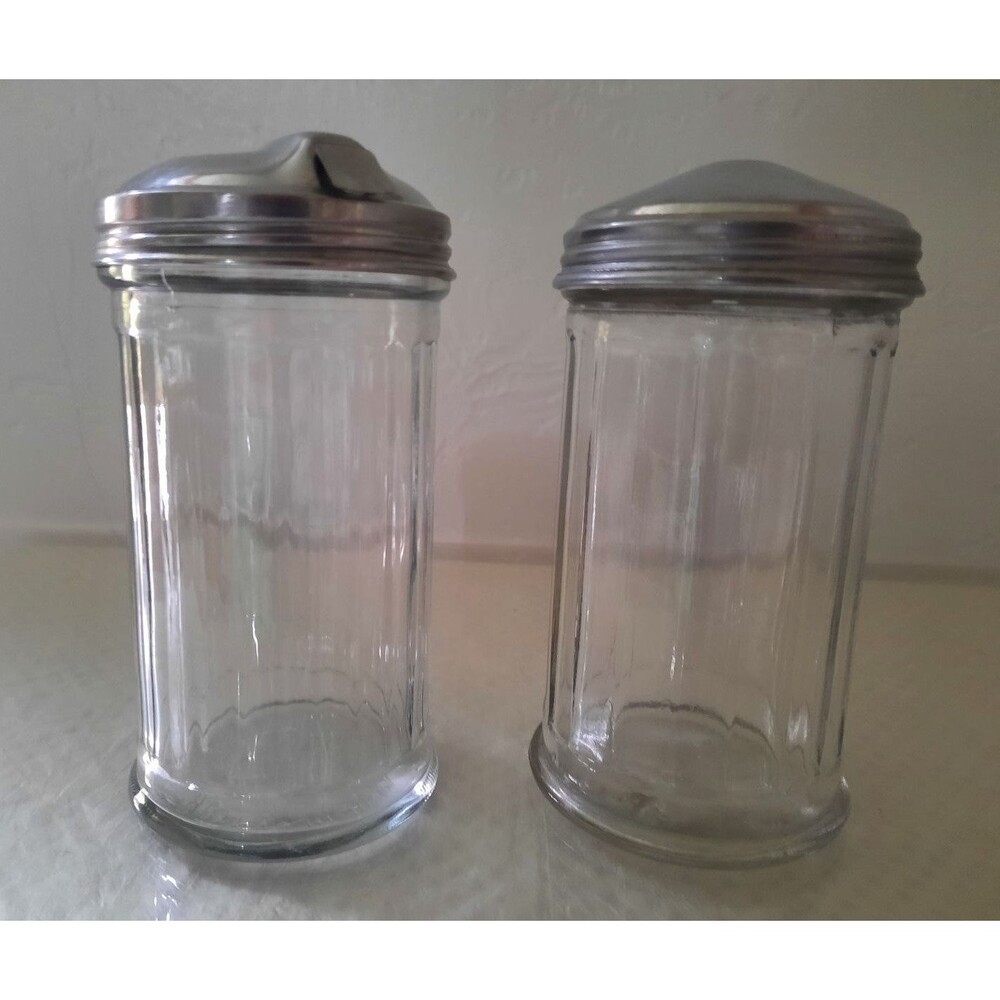 Restaurant Ware Glass and Stainless Cream and Sugar Set, Classic Vintage Home